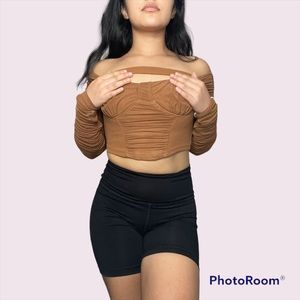 Medium Caramel brown long sleeve top